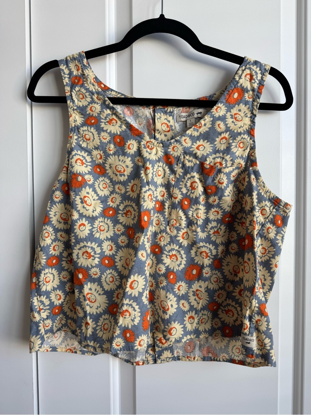 Toad&Co Floral Tank Top in Blue, Cream & Orange